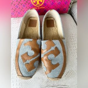Tory Burch women’s espadrilles leather/canvas size 11